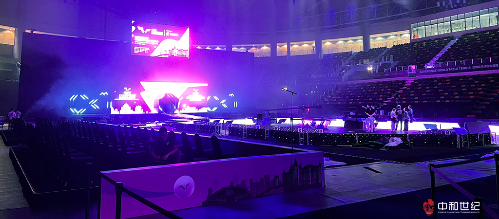 WTT澳門冠軍賽貓眼展位搭建由珠海中和世紀文化傳播有限公司制作